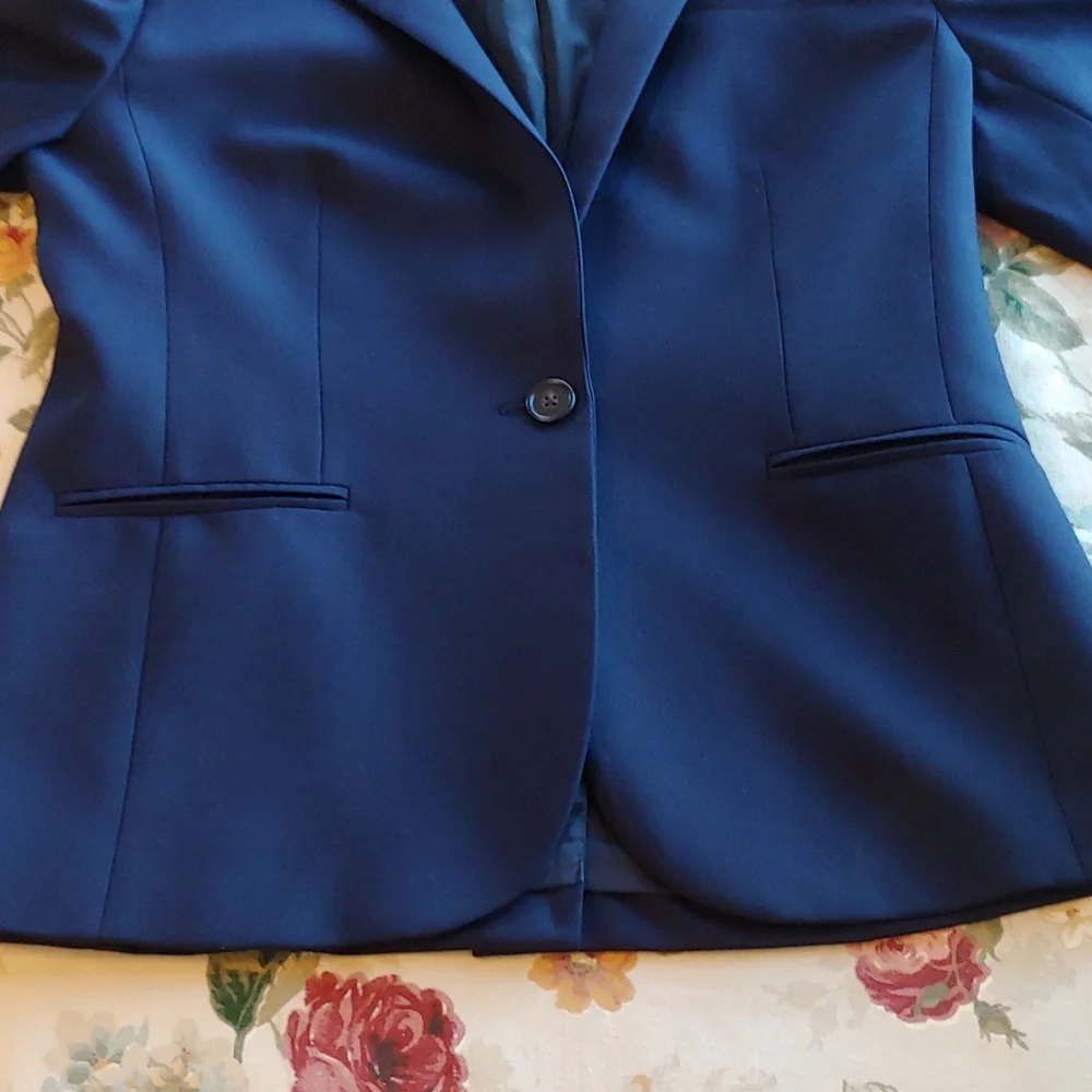 J. Crew Fine Wool Super 120s Button Blazer Coat in Navy Blue Women's size 8 - Picture 11 of 16
